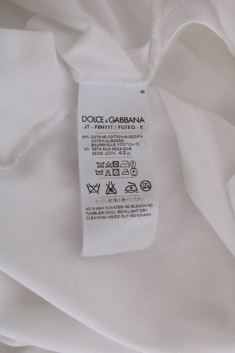 Dolce & Gabbana White Cotton Silk T-Shirt Dolce & Gabbana
