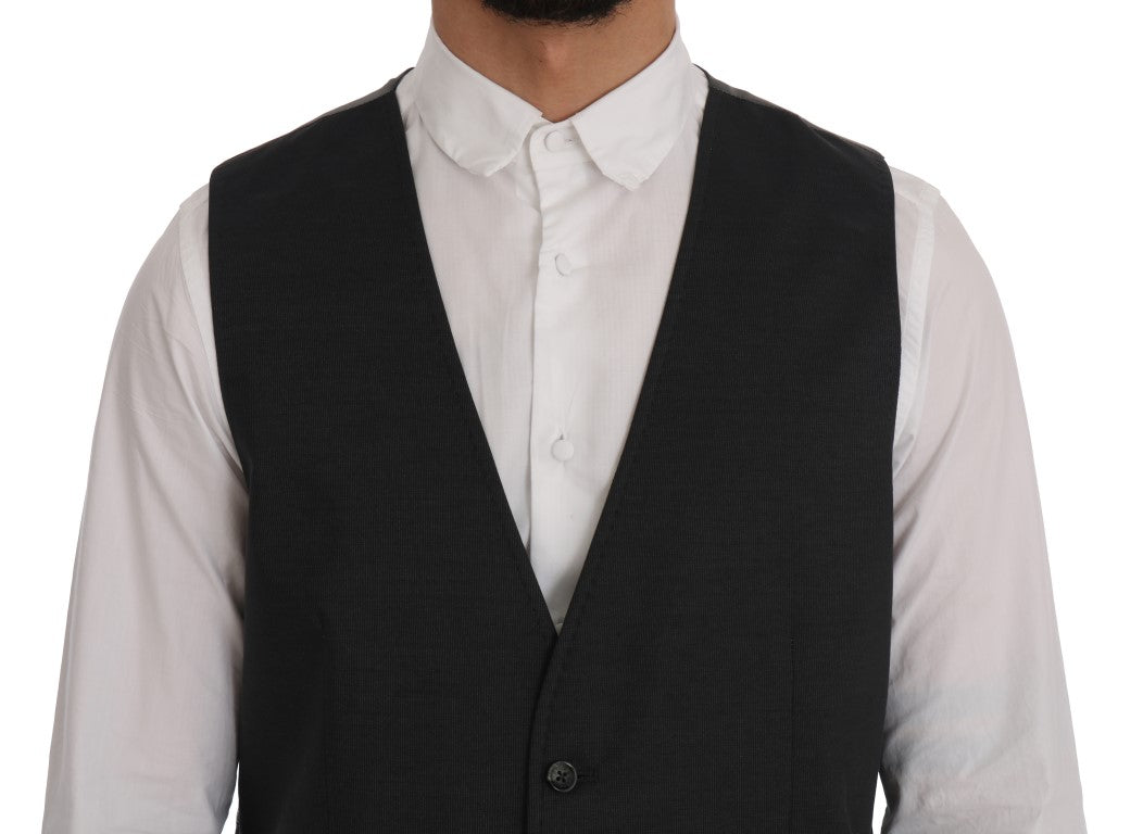 Dolce & Gabbana Gray STAFF Cotton Rayon Vest Dolce & Gabbana