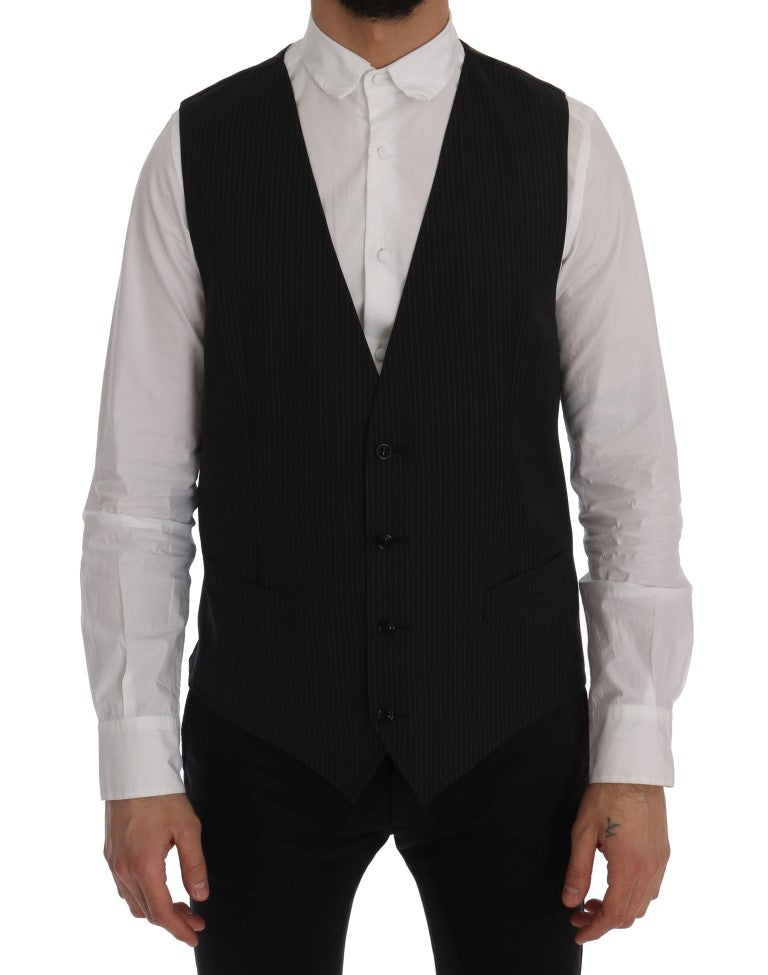 Dolce & Gabbana Gray Wool Stretch Vest Dolce & Gabbana