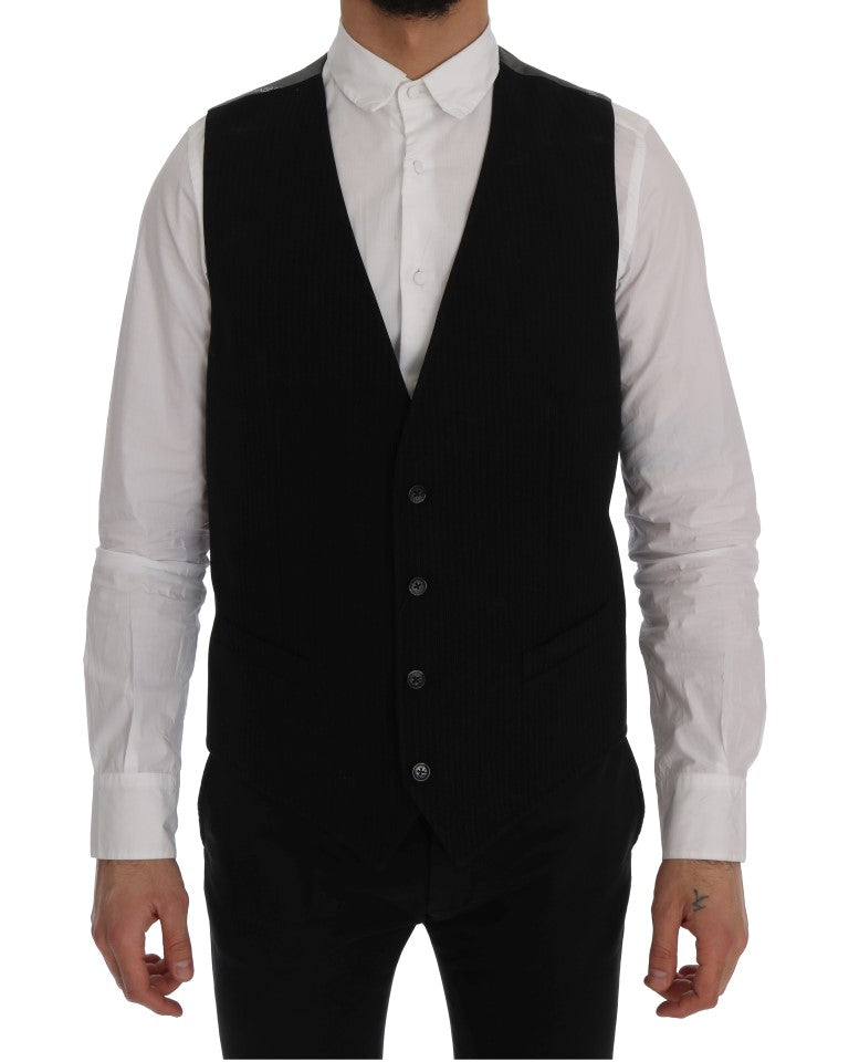 Dolce & Gabbana Black STAFF Cotton Rayon Vest Dolce & Gabbana