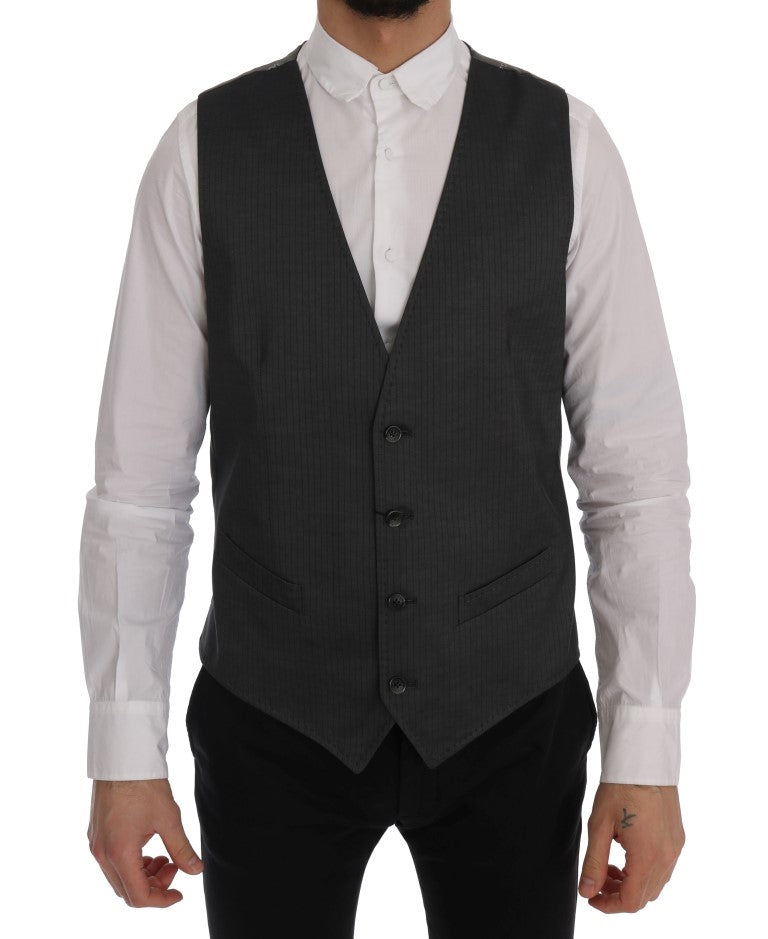 Dolce & Gabbana Gray STAFF Cotton Rayon Vest Dolce & Gabbana
