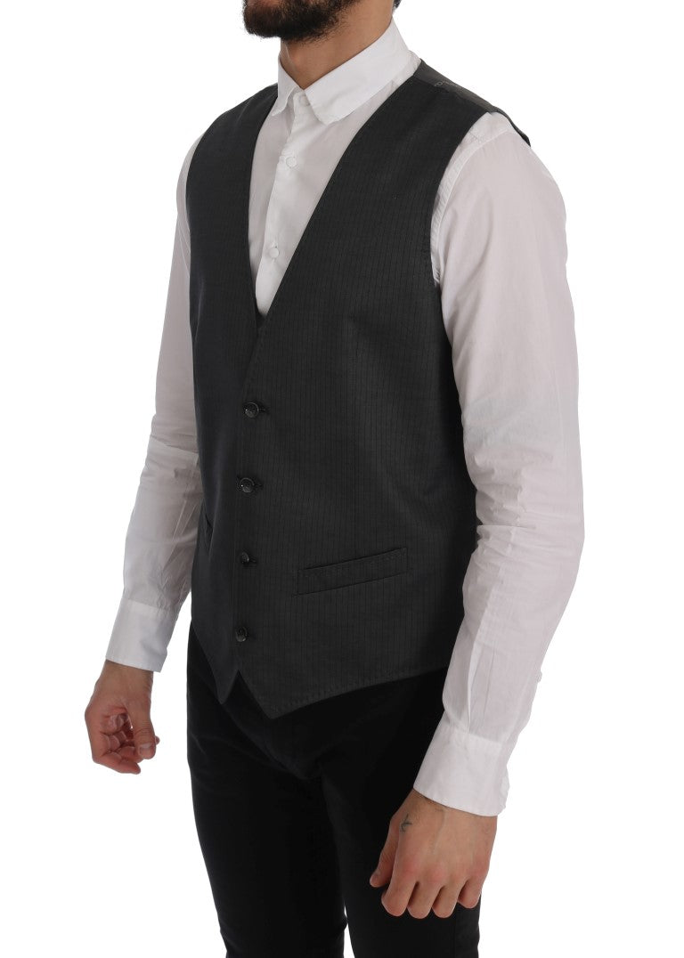 Dolce & Gabbana Gray STAFF Cotton Rayon Vest Dolce & Gabbana
