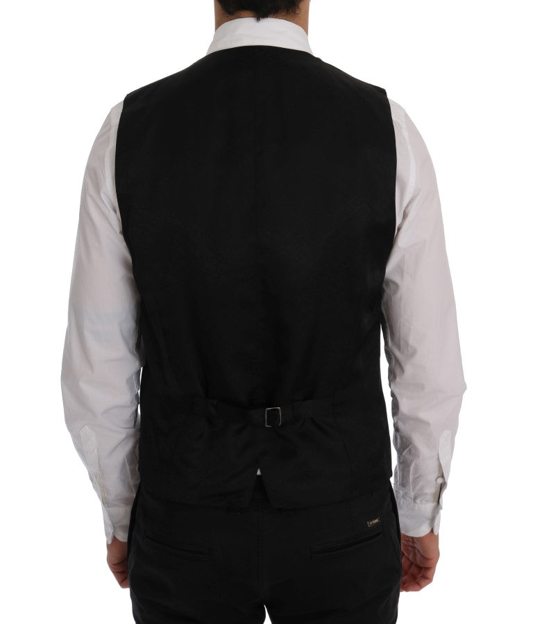 Dolce & Gabbana Blue Wool Stretch Vest Dolce & Gabbana