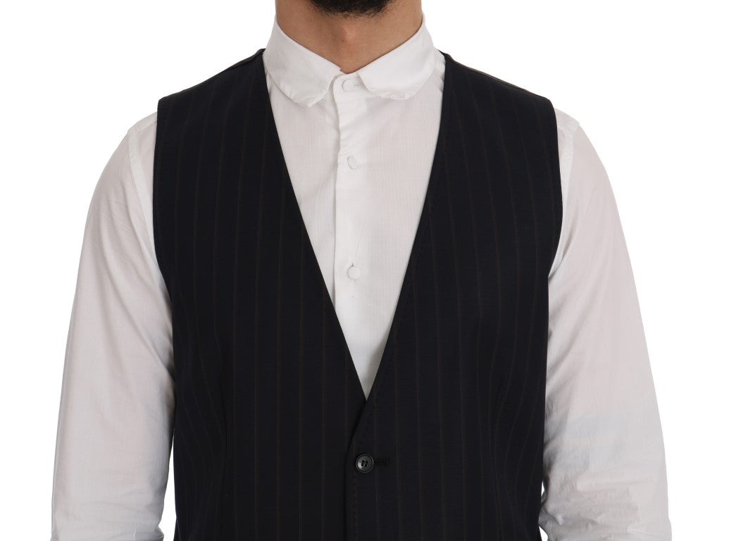 Dolce & Gabbana Blue Wool Stretch Vest Dolce & Gabbana