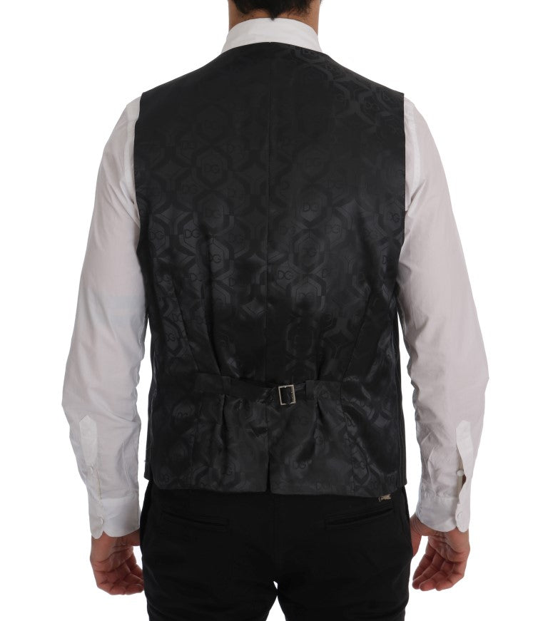 Dolce & Gabbana Gray Wool Stretch Vest Dolce & Gabbana