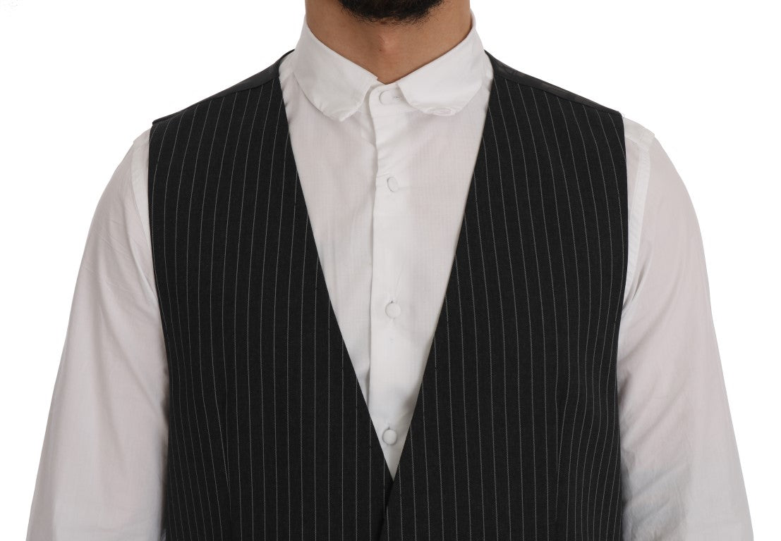 Dolce & Gabbana Gray Wool Stretch Vest Dolce & Gabbana