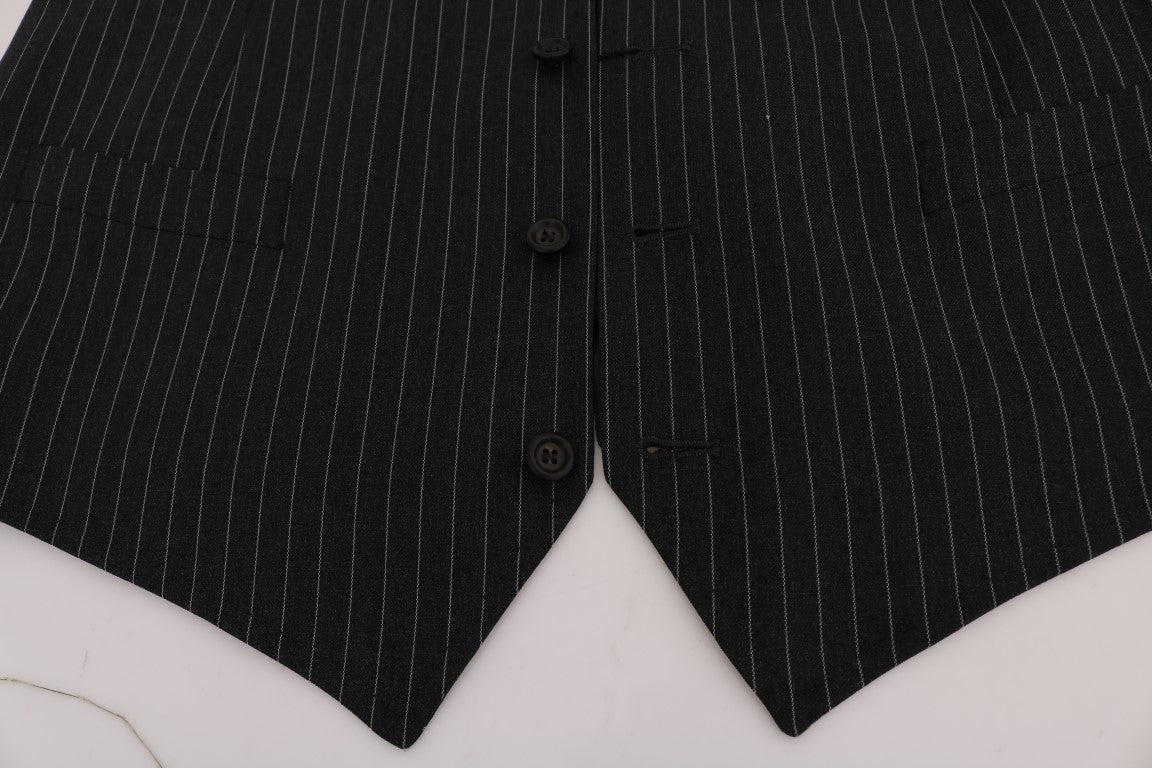 Dolce & Gabbana Gray Wool Stretch Vest Dolce & Gabbana