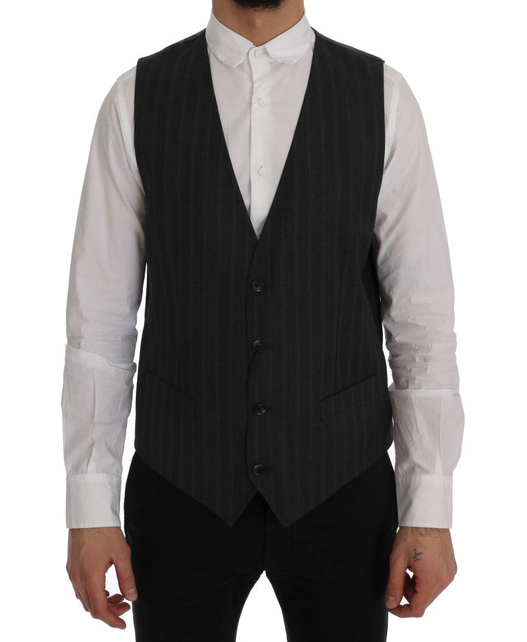 Dolce & Gabbana Gray STAFF Wool Stretch Vest Dolce & Gabbana