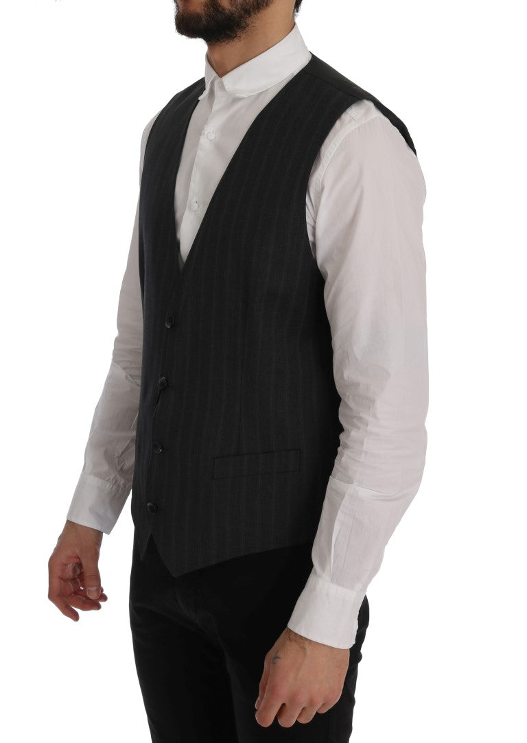 Dolce & Gabbana Gray STAFF Wool Stretch Vest Dolce & Gabbana