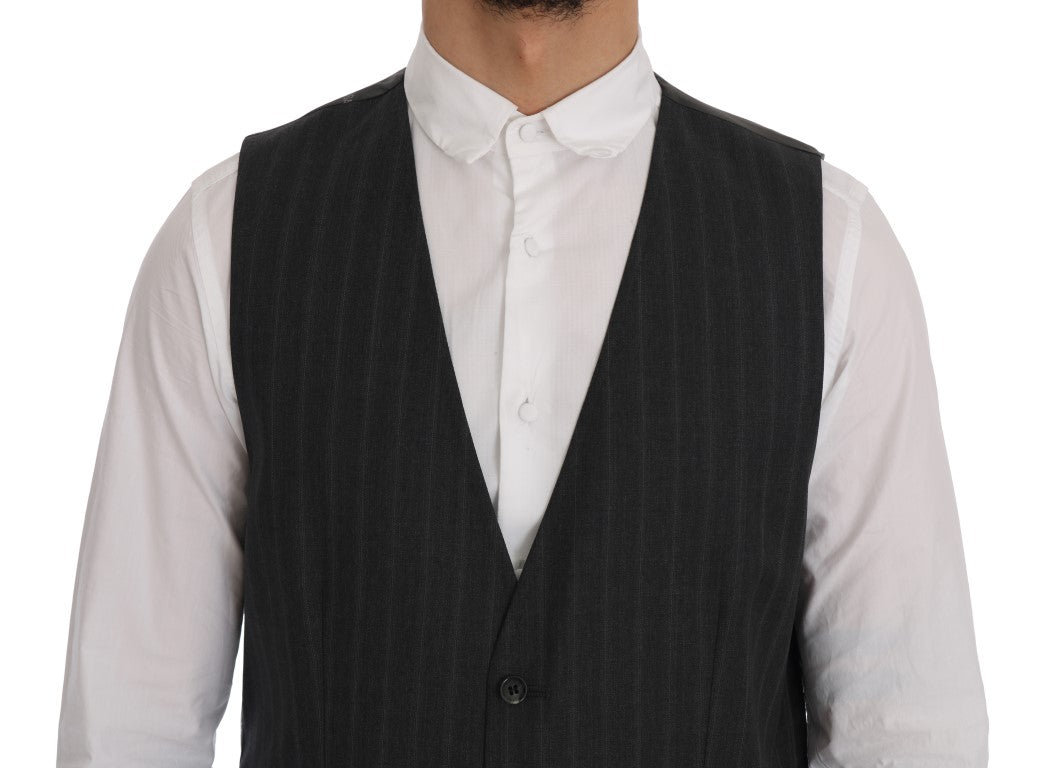 Dolce & Gabbana Gray STAFF Wool Stretch Vest Dolce & Gabbana