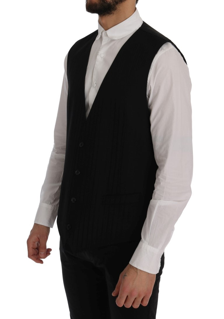 Dolce & Gabbana Black STAFF Wool Stretch Vest Dolce & Gabbana