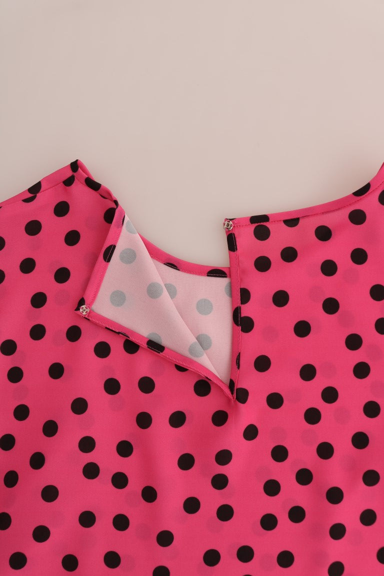 Dolce & Gabbana Pink Polka Dotted Silk Blouse Dolce & Gabbana