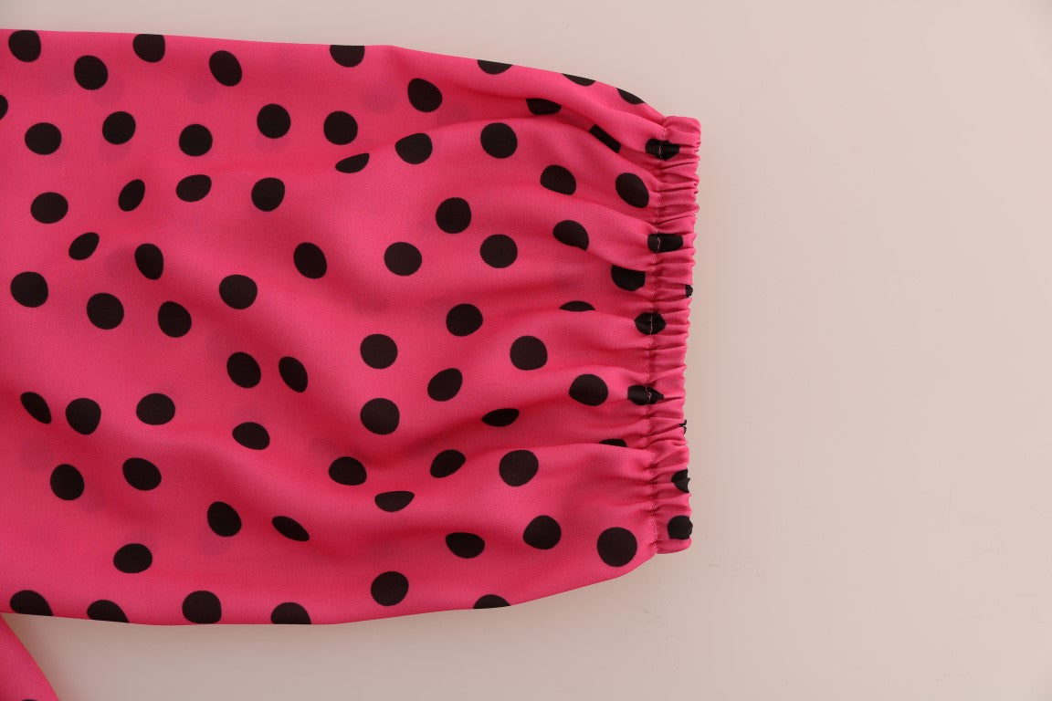 Dolce & Gabbana Pink Polka Dotted Silk Blouse Dolce & Gabbana