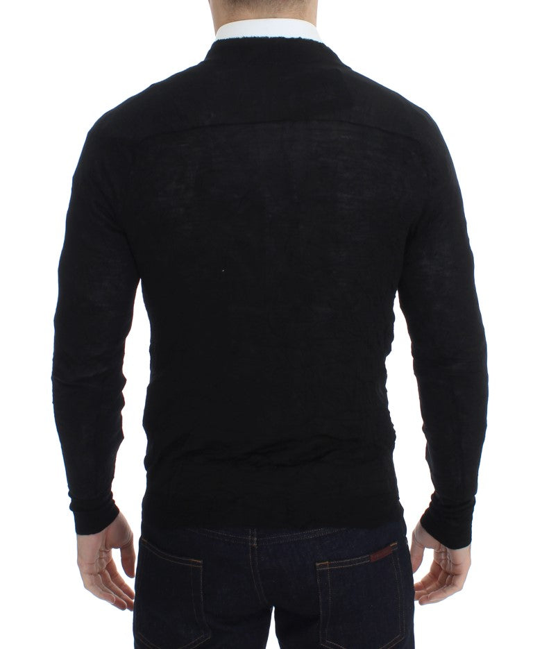 Costume National Black Fine Wool Button Cardigan Costume National
