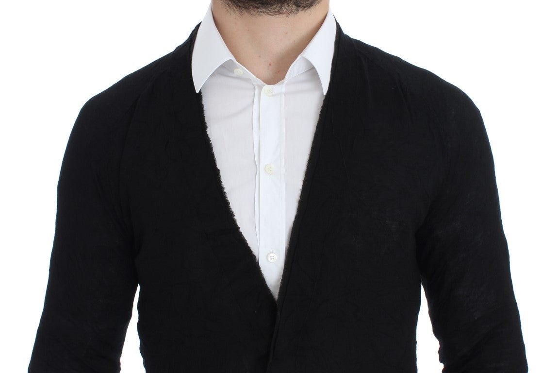 Costume National Black Fine Wool Button Cardigan Costume National