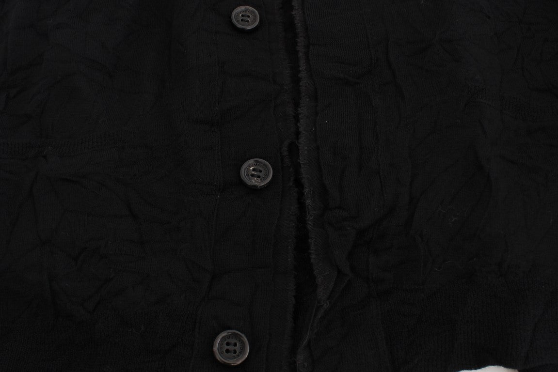 Costume National Black Fine Wool Button Cardigan Costume National