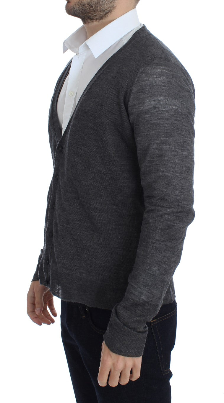 Costume National Gray Wool Button Cardigan Sweater Costume National