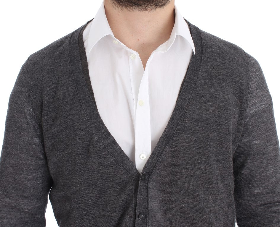 Costume National Gray Wool Button Cardigan Sweater Costume National