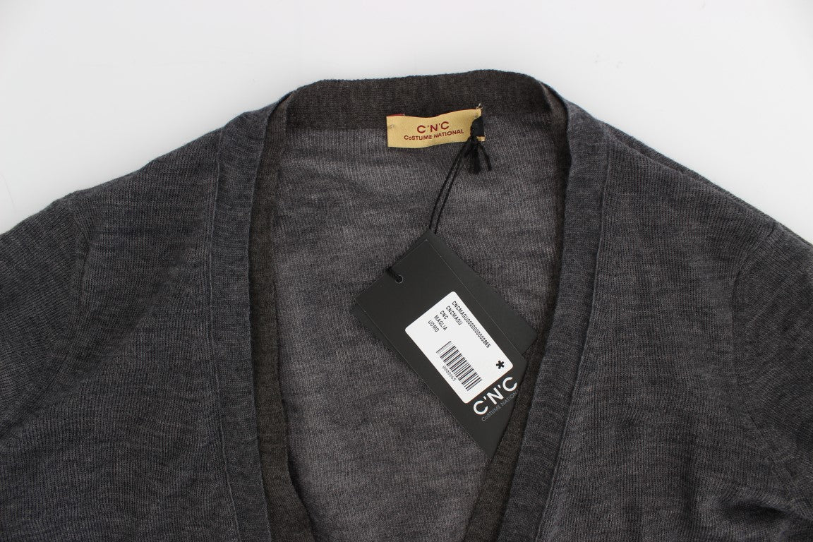 Costume National Gray Wool Button Cardigan Sweater Costume National