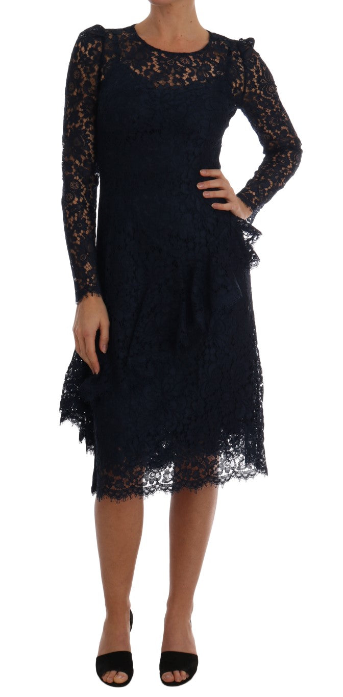 Dolce & Gabbana Blue Taormina Floral Lace Sheath Dress Dolce & Gabbana