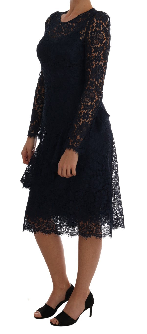 Dolce & Gabbana Blue Taormina Floral Lace Sheath Dress Dolce & Gabbana