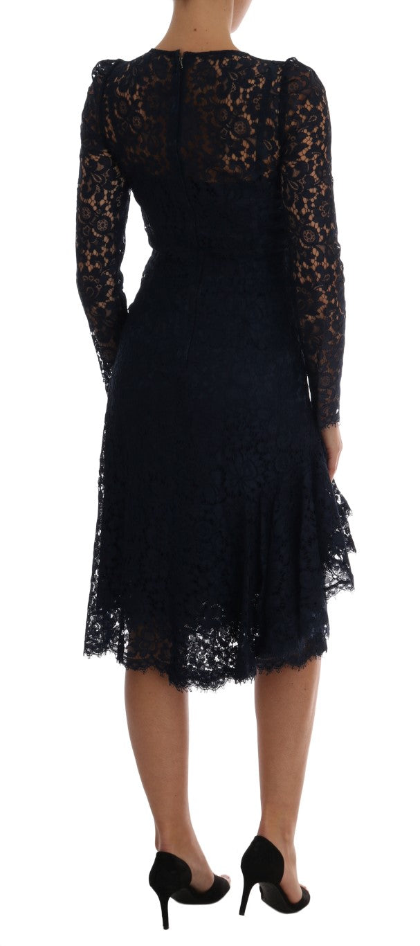 Dolce & Gabbana Blue Taormina Floral Lace Sheath Dress Dolce & Gabbana