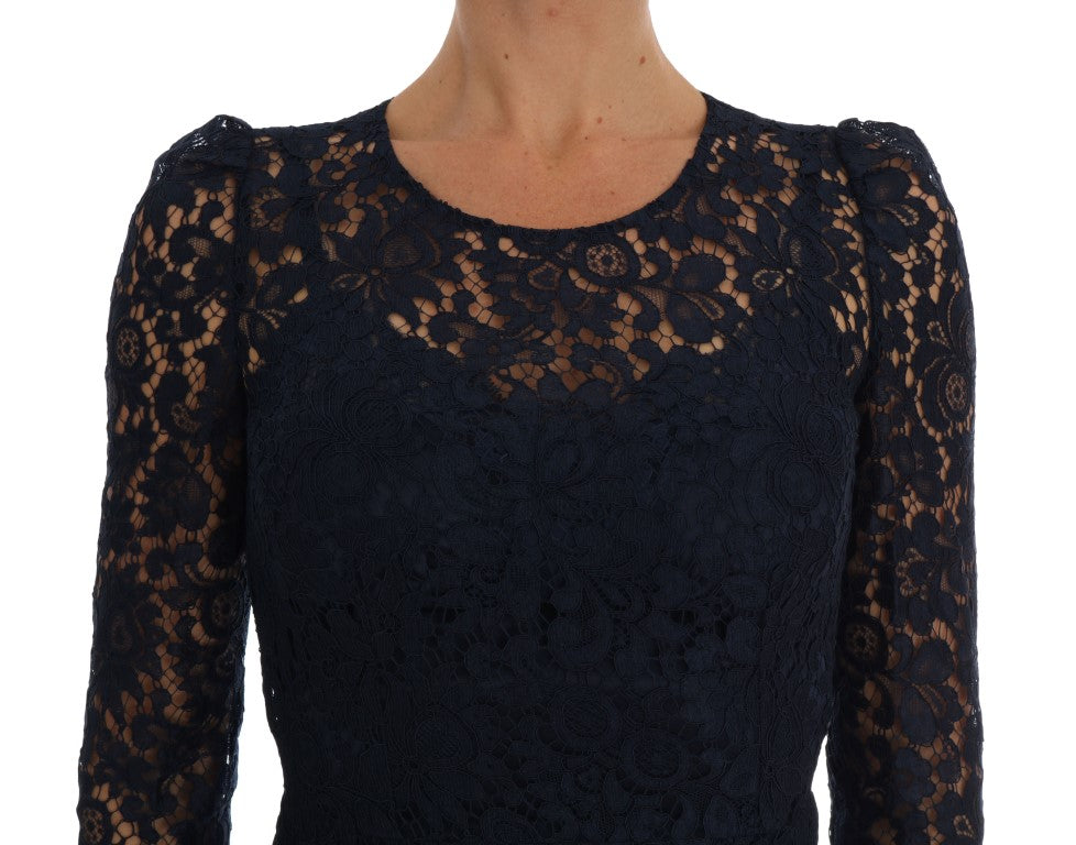 Dolce & Gabbana Blue Taormina Floral Lace Sheath Dress Dolce & Gabbana