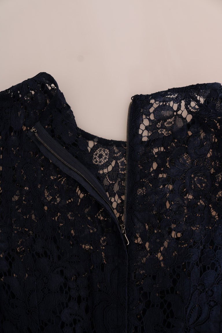 Dolce & Gabbana Blue Taormina Floral Lace Sheath Dress Dolce & Gabbana
