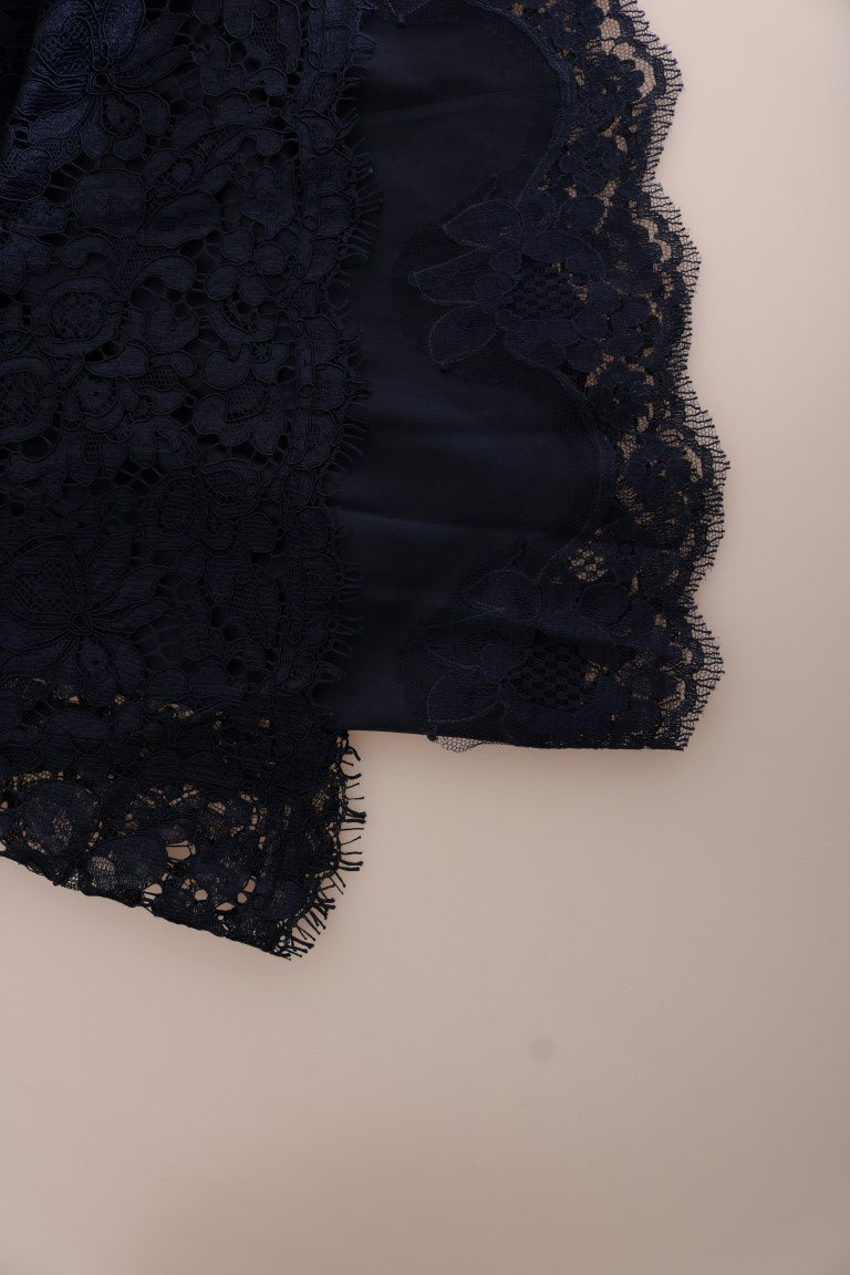 Dolce & Gabbana Blue Taormina Floral Lace Sheath Dress Dolce & Gabbana