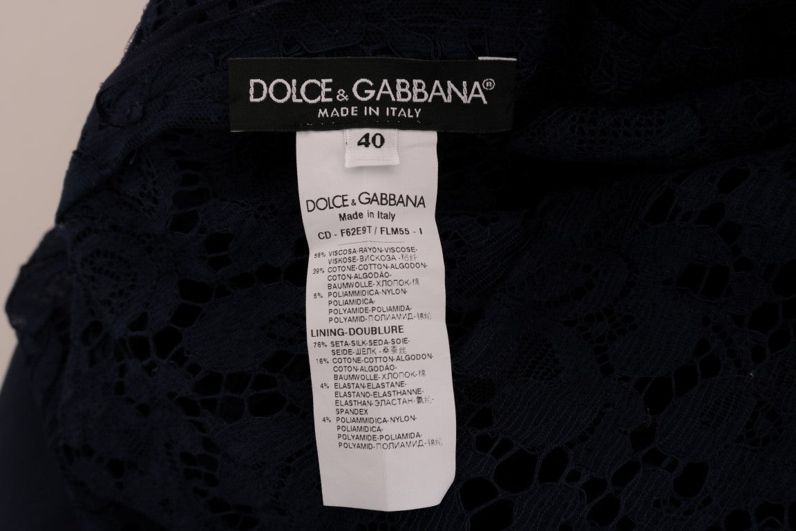 Dolce & Gabbana Blue Taormina Floral Lace Sheath Dress Dolce & Gabbana