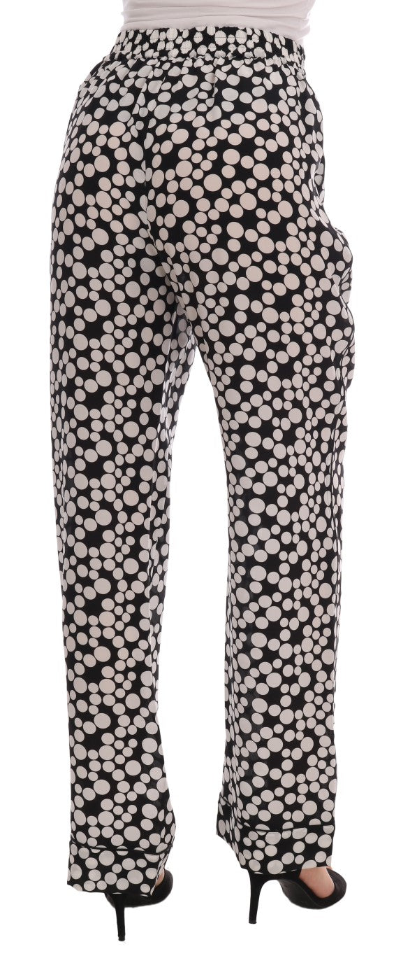 Dolce & Gabbana Black White Polka Dottes Silk Pants Dolce & Gabbana