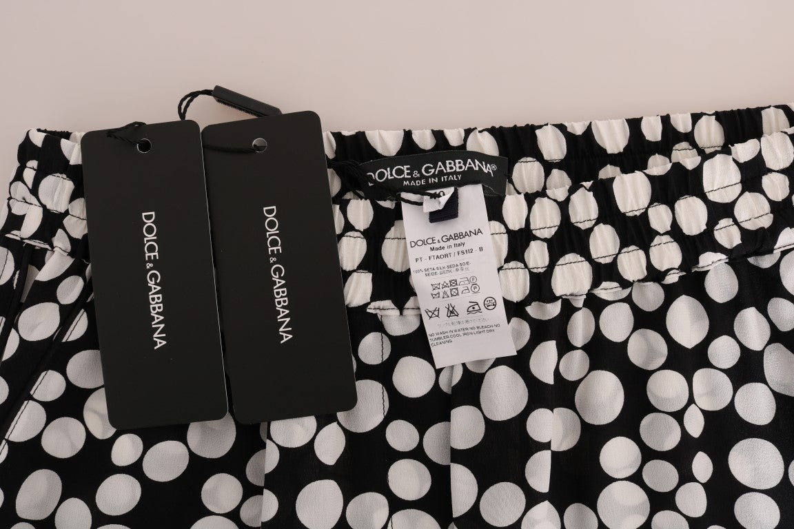Dolce & Gabbana Black White Polka Dottes Silk Pants Dolce & Gabbana