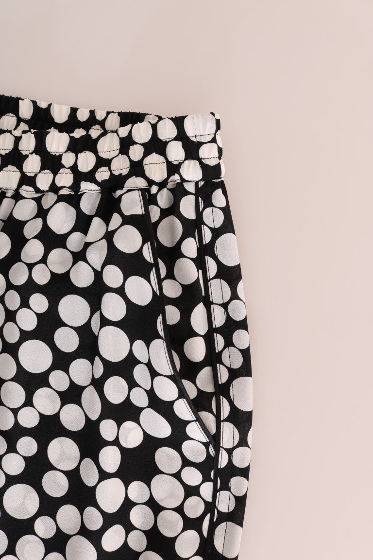 Dolce & Gabbana Black White Polka Dottes Silk Pants Dolce & Gabbana