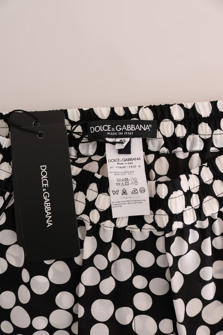 Dolce & Gabbana Black White Polka Dottes Silk Pants Dolce & Gabbana