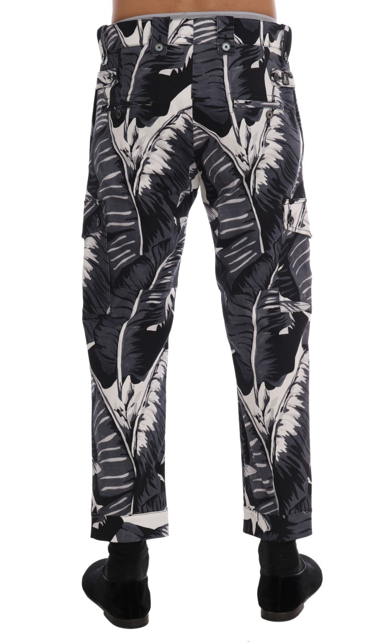 Dolce & Gabbana Gray Banana Leaf Cotton Pants Dolce & Gabbana