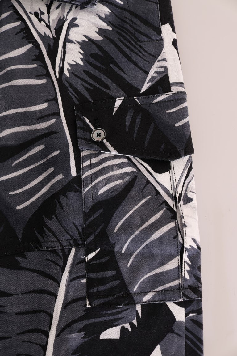Dolce & Gabbana Gray Banana Leaf Cotton Pants Dolce & Gabbana