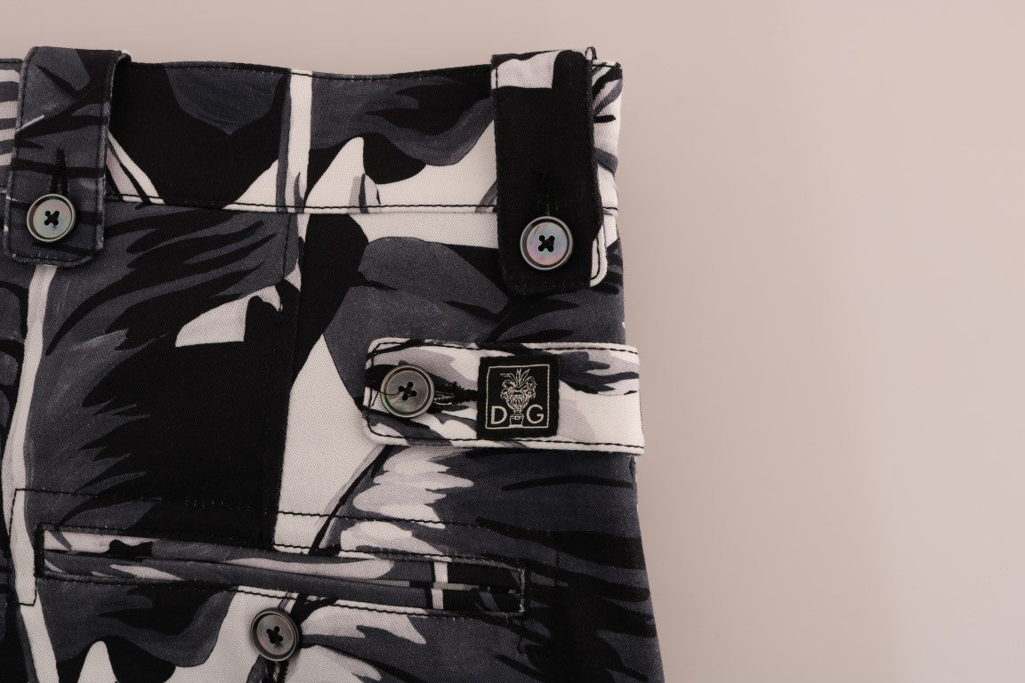 Dolce & Gabbana Gray Banana Leaf Cotton Pants Dolce & Gabbana