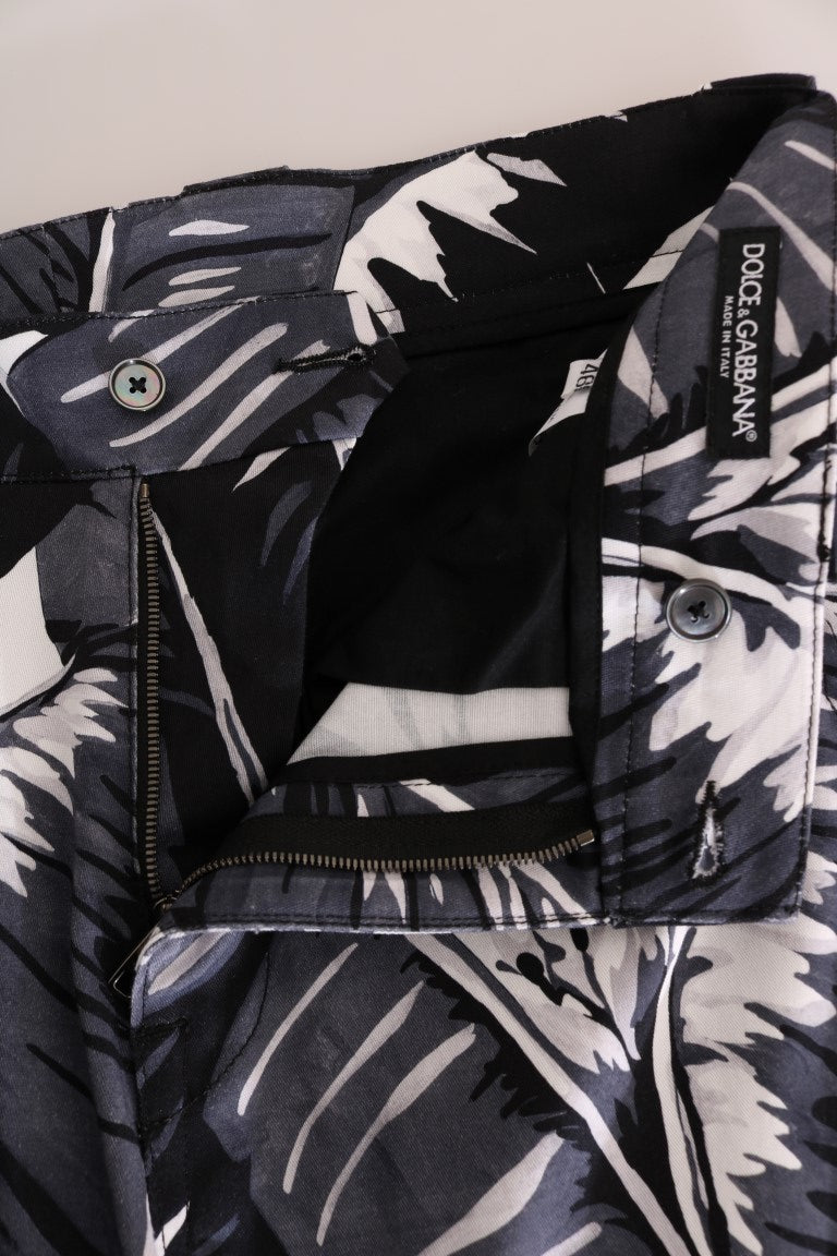 Dolce & Gabbana Gray Banana Leaf Cotton Pants Dolce & Gabbana