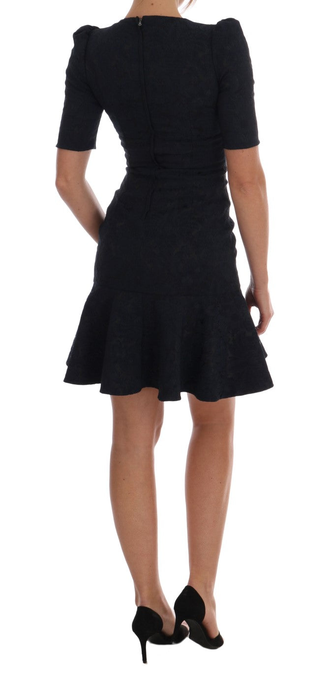 Dolce & Gabbana Black Blue Flare Mini Dress Dolce & Gabbana