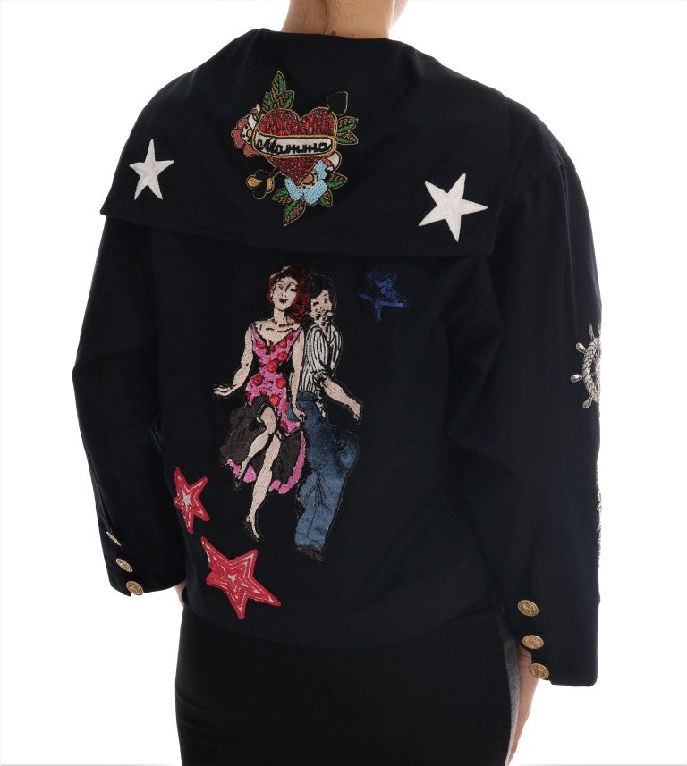 Dolce & Gabbana Blue Crystal MAMMA Sicily Jacket Dolce & Gabbana