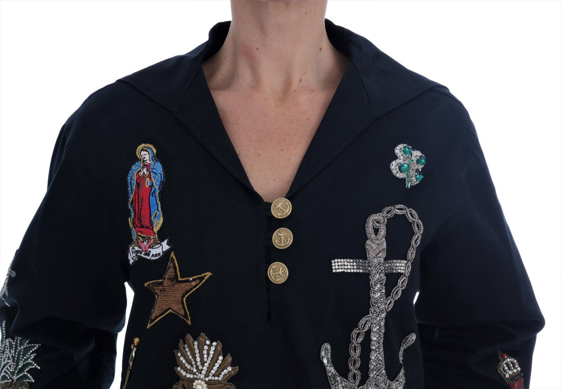 Dolce & Gabbana Blue Crystal MAMMA Sicily Jacket Dolce & Gabbana