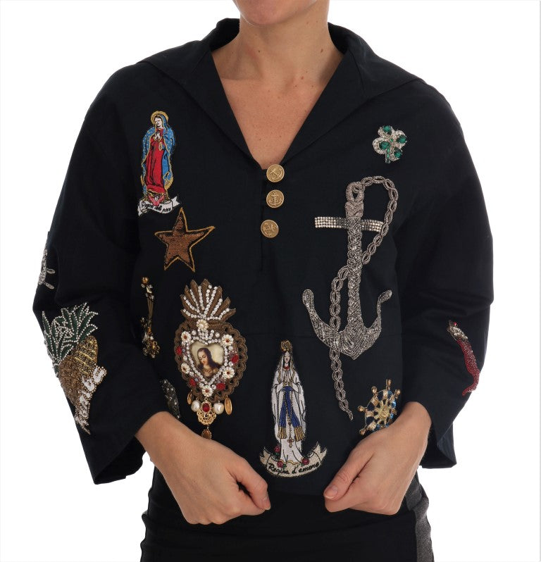 Dolce & Gabbana Blue Crystal MAMMA Sicily Jacket Dolce & Gabbana