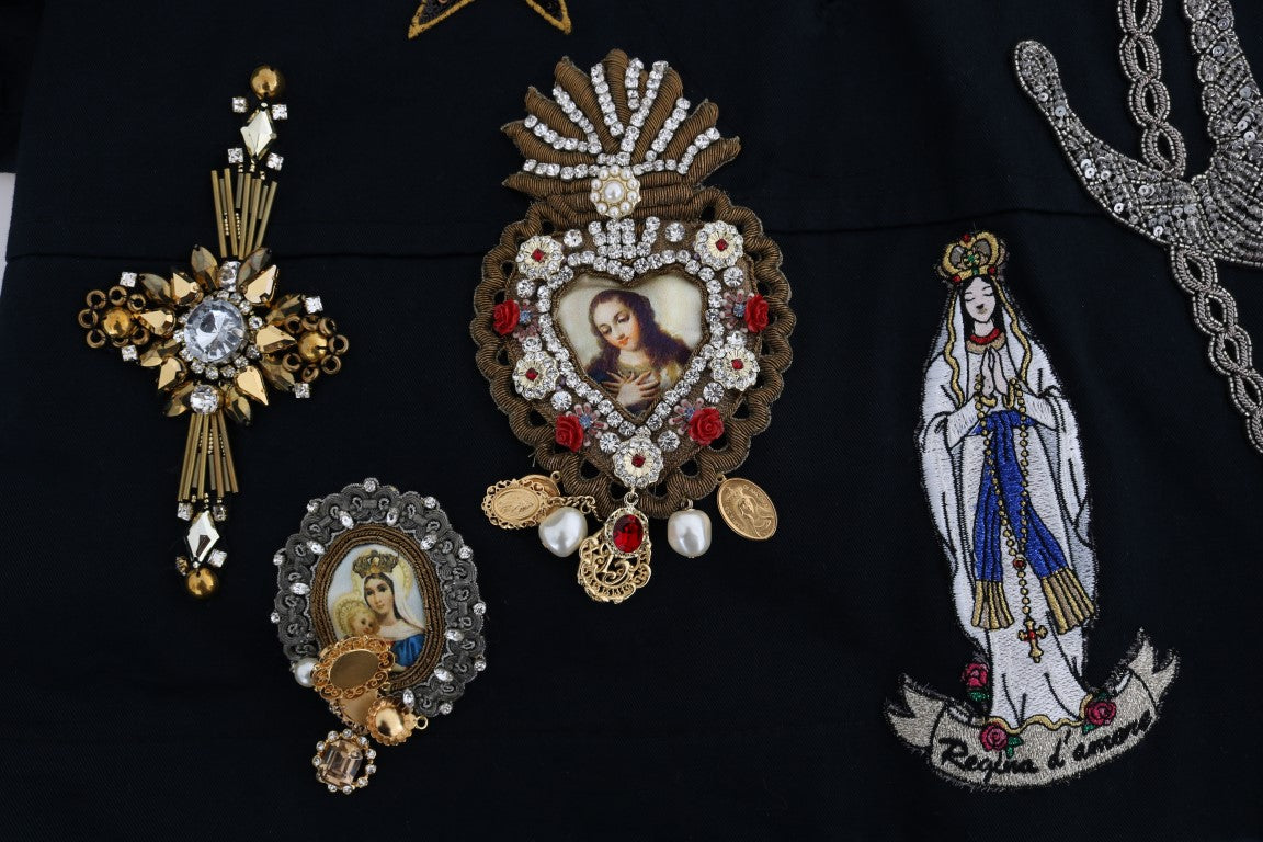 Dolce & Gabbana Blue Crystal MAMMA Sicily Jacket Dolce & Gabbana
