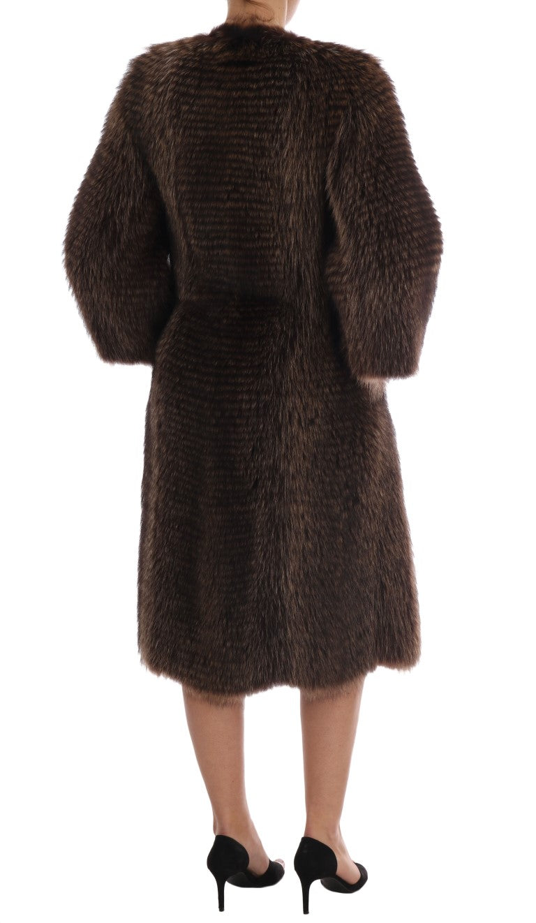 Dolce & Gabbana Brown Raccoon Fur Coat Jacket Dolce & Gabbana