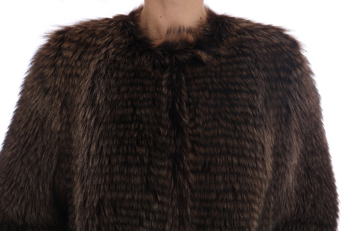 Dolce & Gabbana Brown Raccoon Fur Coat Jacket Dolce & Gabbana