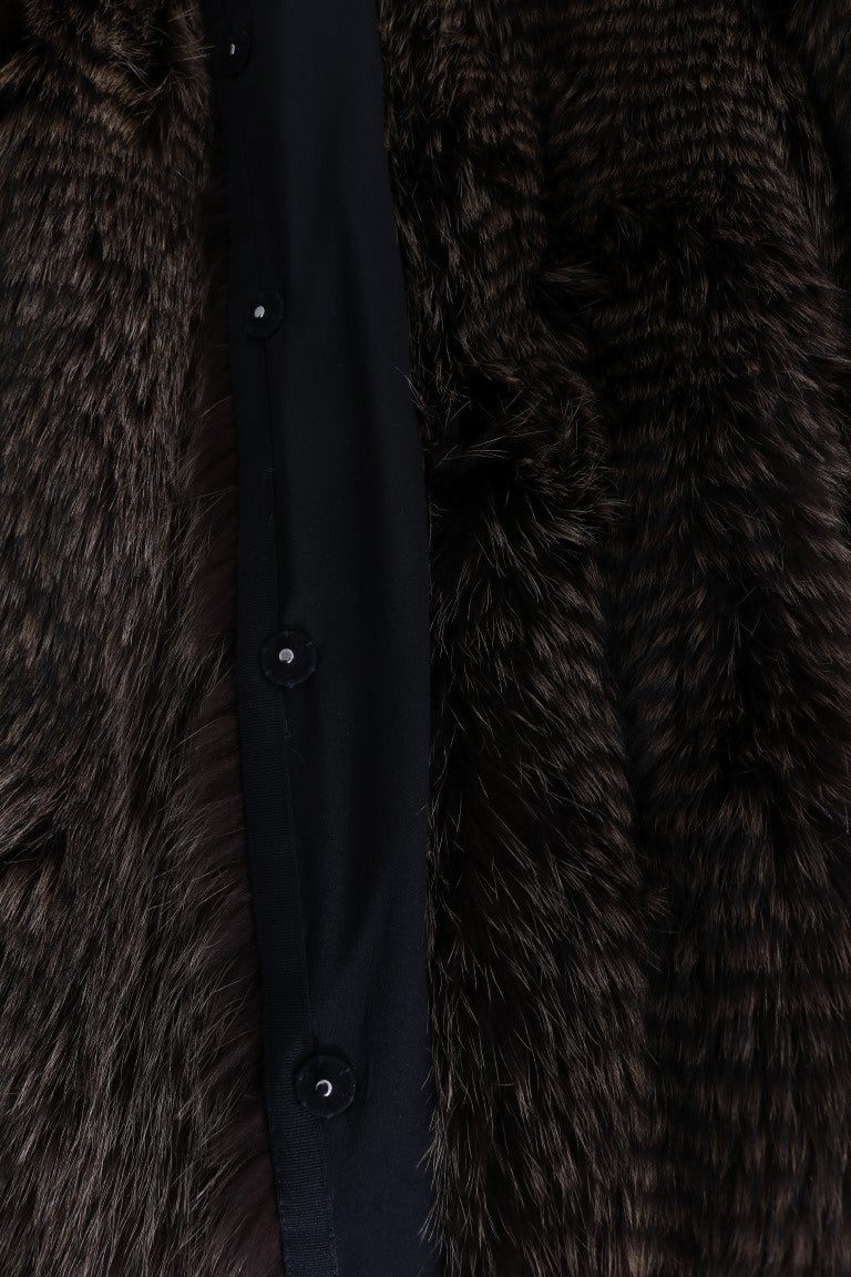 Dolce & Gabbana Brown Raccoon Fur Coat Jacket Dolce & Gabbana