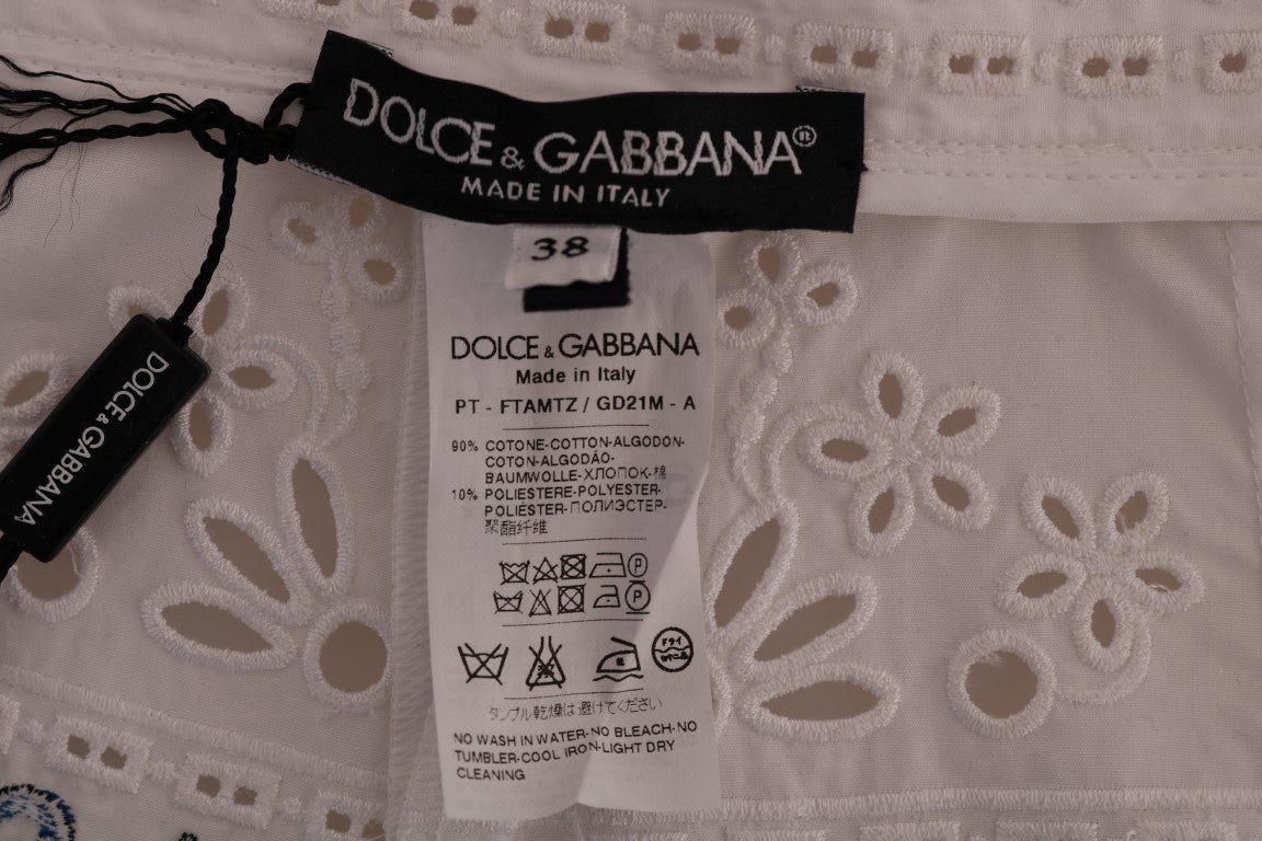 Dolce & Gabbana Mulicolor Majolica Cutout Capri Pants Dolce & Gabbana
