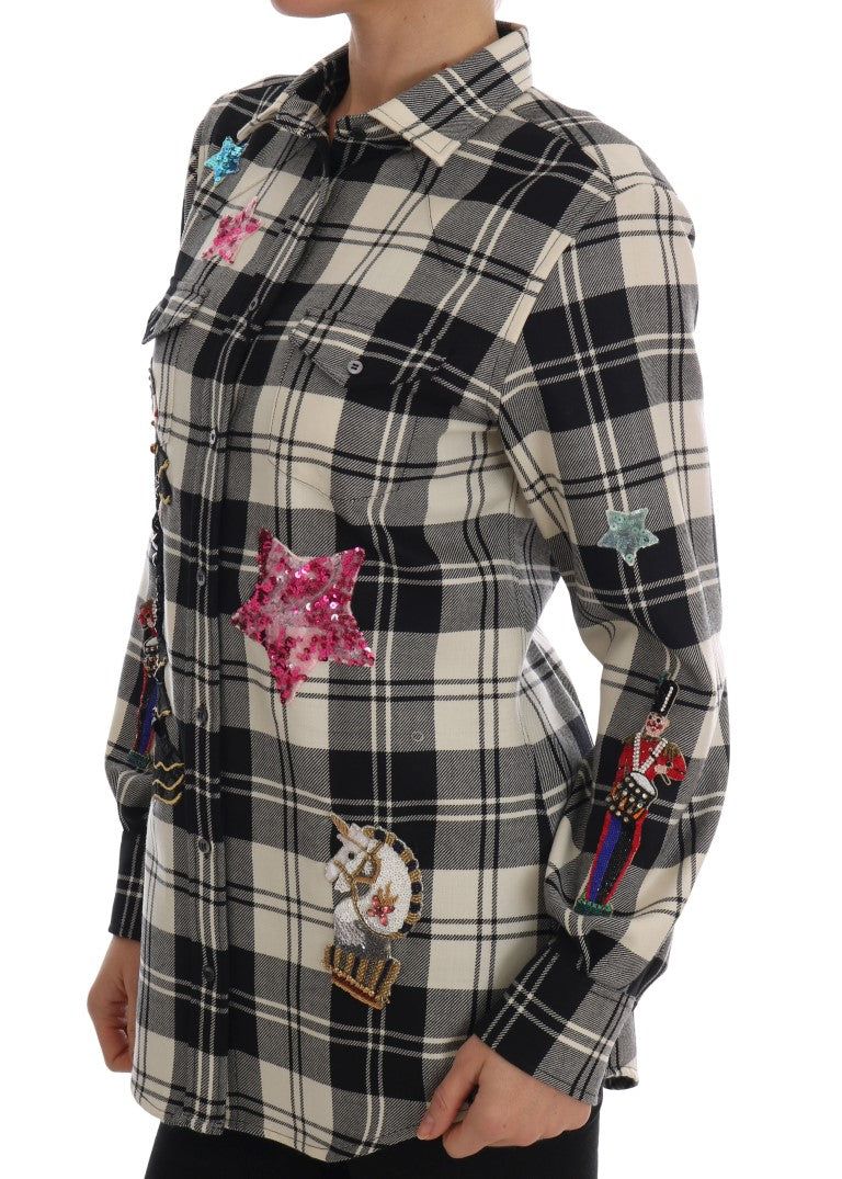 Dolce & Gabbana Black White Fairy Tale Crystal Shirt Dolce & Gabbana