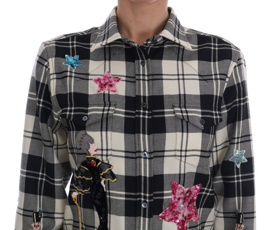 Dolce & Gabbana Black White Fairy Tale Crystal Shirt Dolce & Gabbana