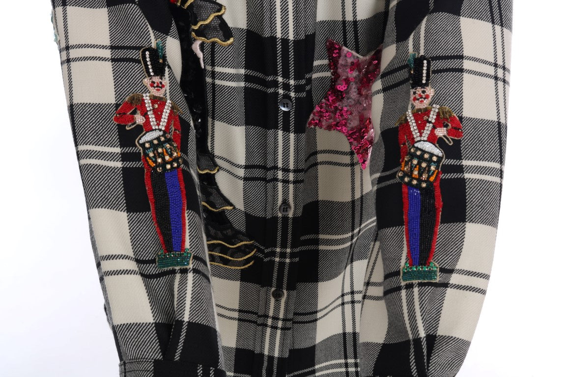 Dolce & Gabbana Black White Fairy Tale Crystal Shirt Dolce & Gabbana
